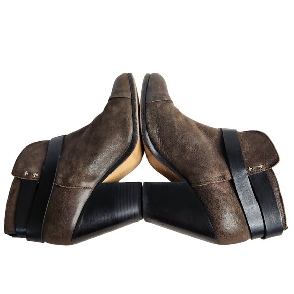 Rag & Bone Harrow Taupe Waxed Suede Stacked Heel Ankle Boot Booties, 38.5(8.5) - Picture 5 of 13